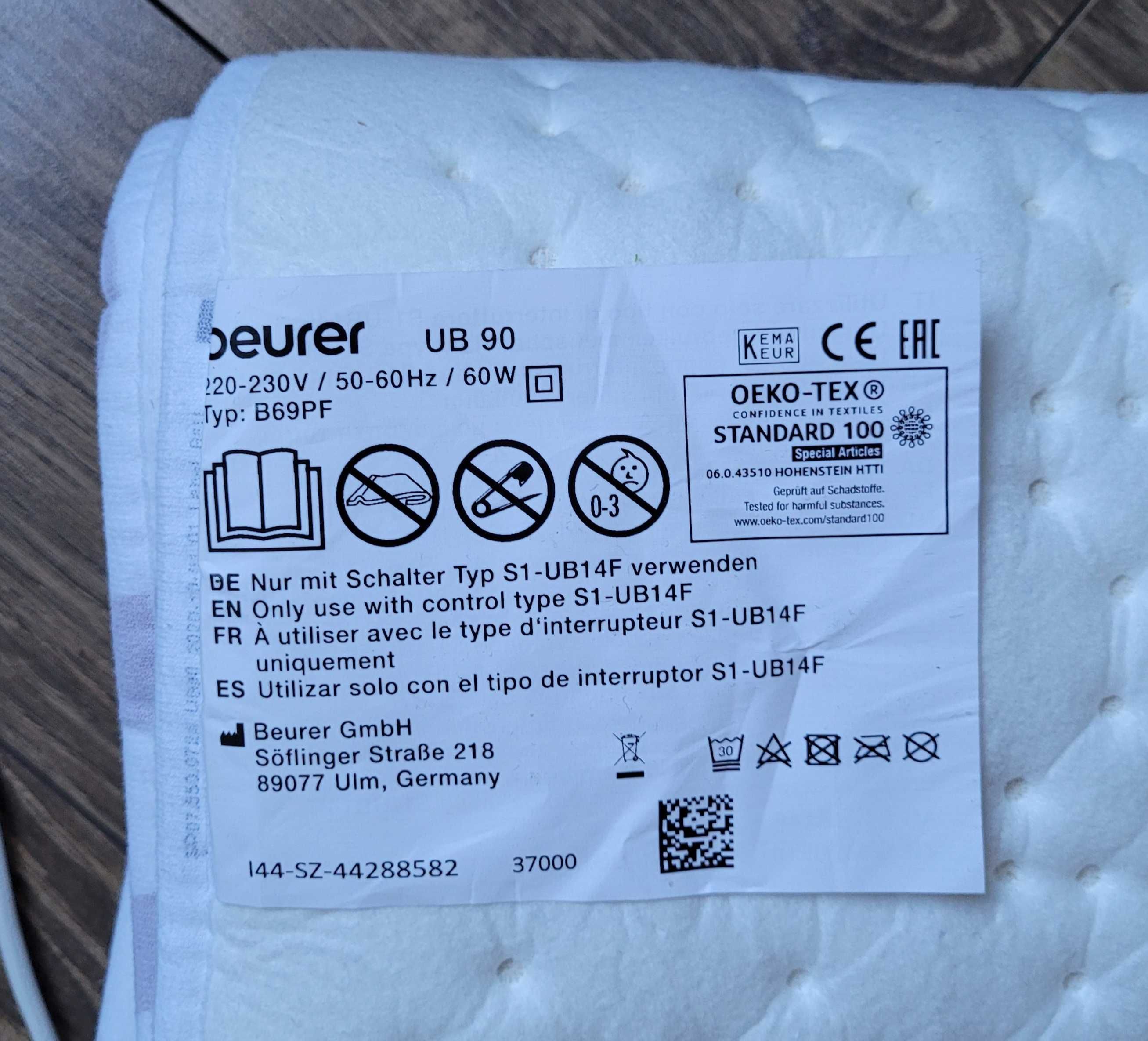 Beurer UB 90 koc ogrzewający podgrzewany nakładka na łóżko 80x150 NOWY