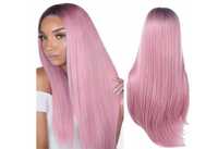Długa różowa peruka ombre proste włosy 66cm