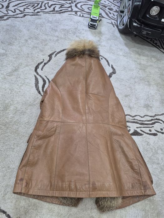 Винтажная кожаная куртка с отделкой из натурального меха