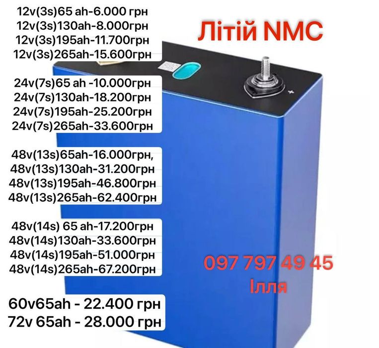 Акумулятор для електровелосипеда та інверторів 36/48/60V/72V складання