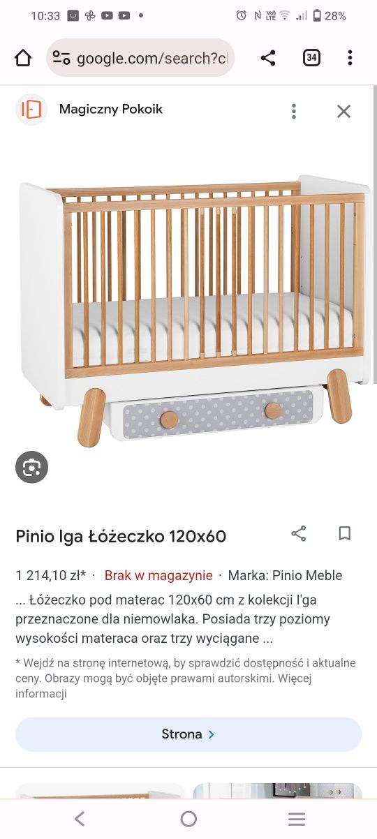 Łóżeczko dla dziecka 120/60 pinio