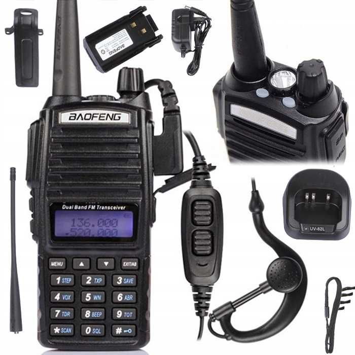 Radiotelefon Baofeng UV-82 HTQ 5W Skaner Rozblokowany Policja Straż