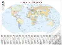 Mapa do Mundo (111,5 x 80,5 cm) - Plastificado de Parede