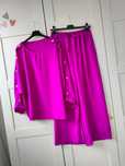 Piękny komplet oversize spodnie wide leg wysoki stan kimono M L