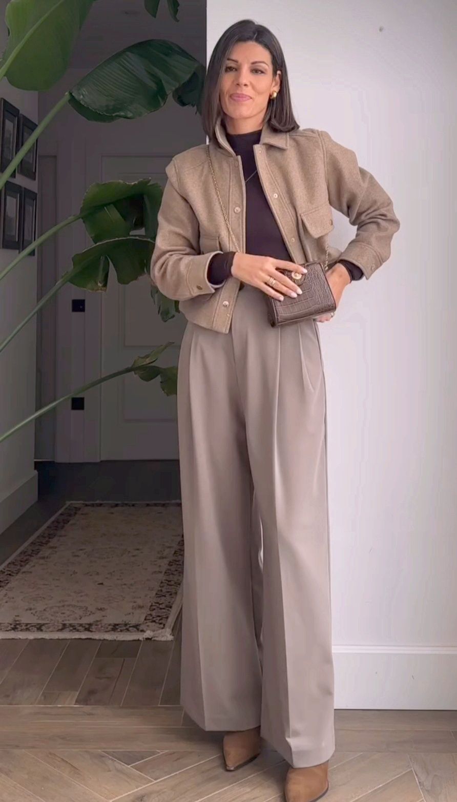 Zara spodnie xs 34 szeroka nogawka wysoki stan mokka brązowe