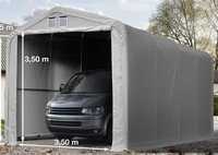 Namiot garażowy 4x8m - 3,35m wysokość ścian bocznych z 3,5x3,5m bramą
