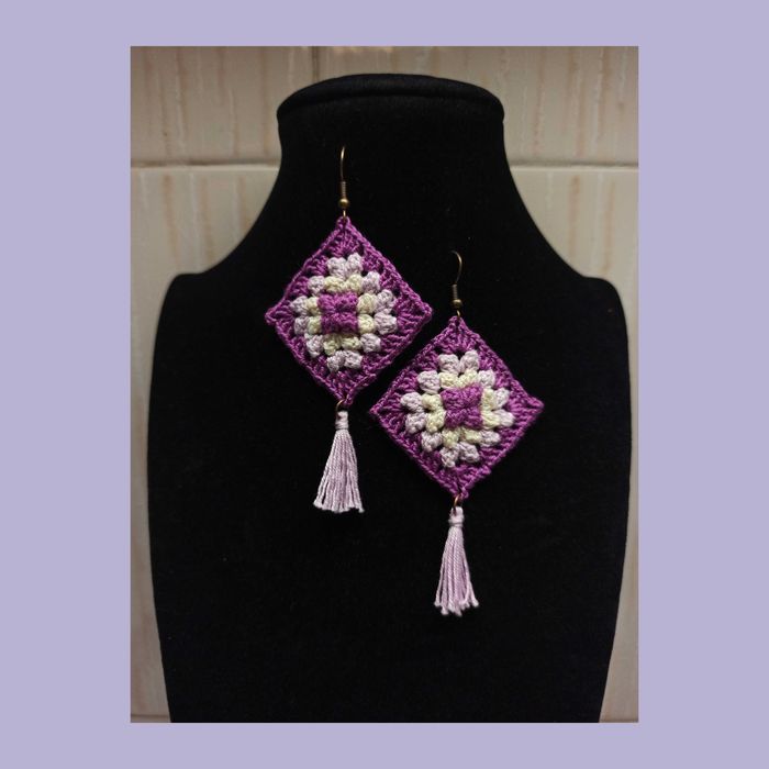 Brincos de crochet feitos à mão, em fio de algodão