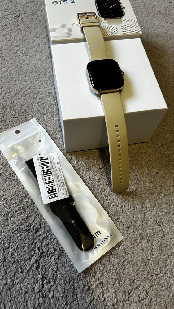 Amazfit  gts 2 smartwatch zegarek deser gold beżowy+ czarny pasek nowy