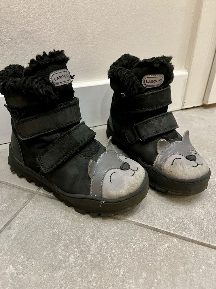Buty Lasocki trzewiki zimowe mrugała chłopięce czarne 28 skórzane
