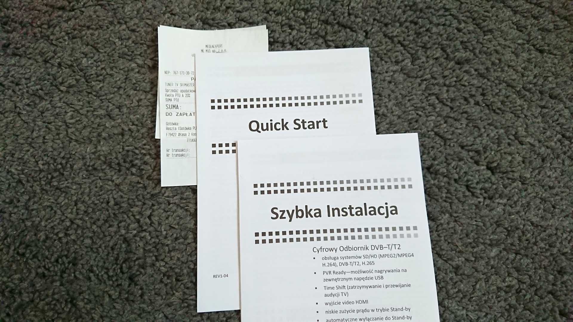 Tuner DVB T2 Skymaster STB M265 - cały zestaw
