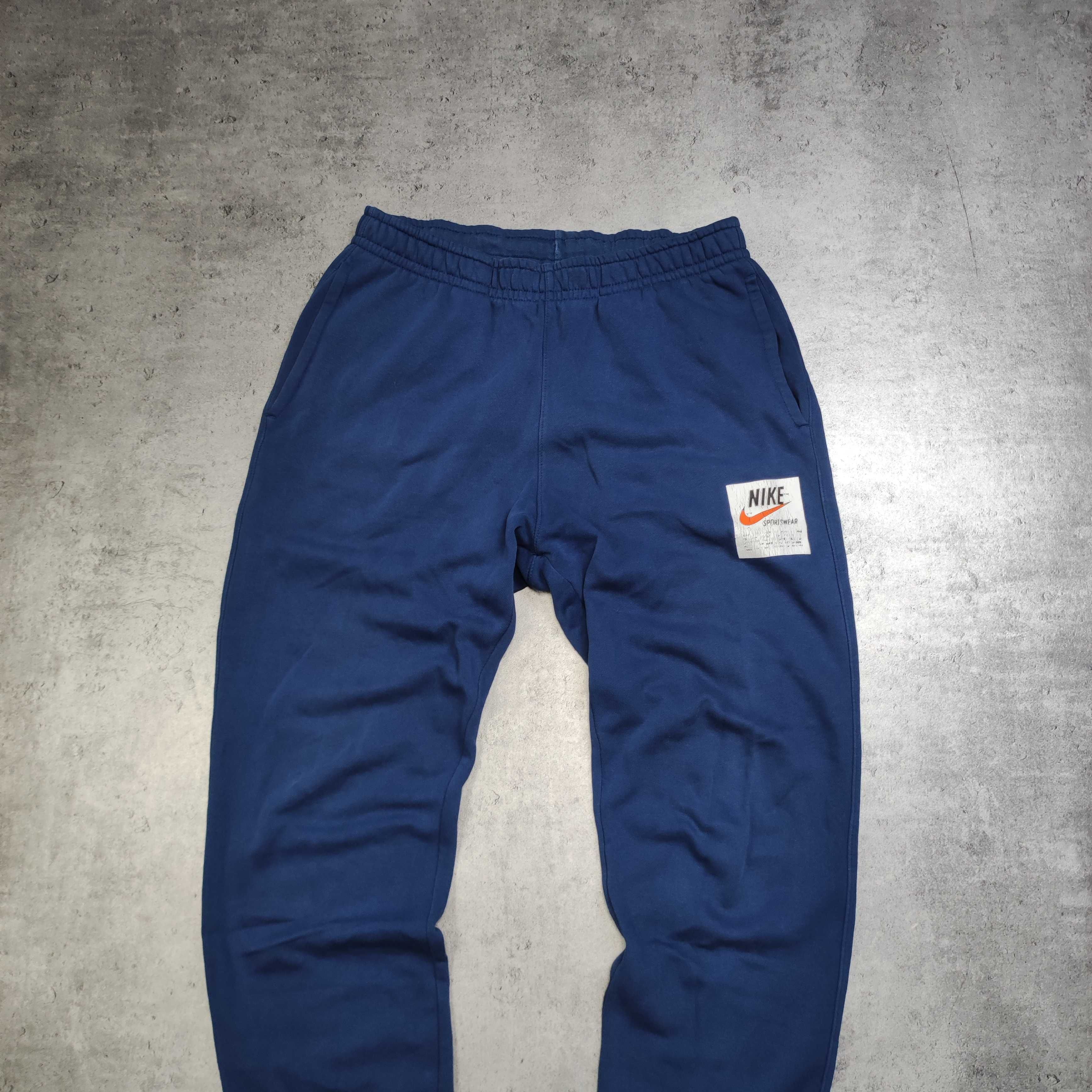 MĘSKIE Spodnie Sport Dresy Dresowe Bawełna Granatowe Logo Nike Casual