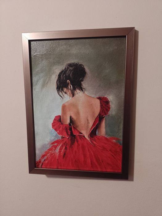 Dekoracja Obraz do pokoju salonu Kobieta w czerwonej sukni Ramka 40x30