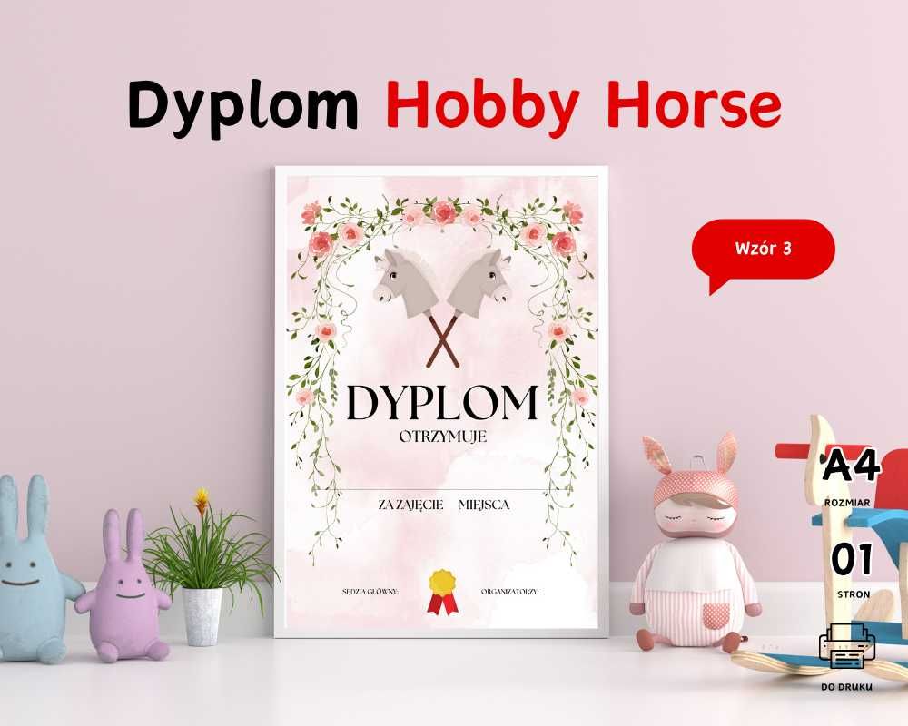 Dyplom Hobby Horse – 5 wzorów do wyboru A4 PDF do druku