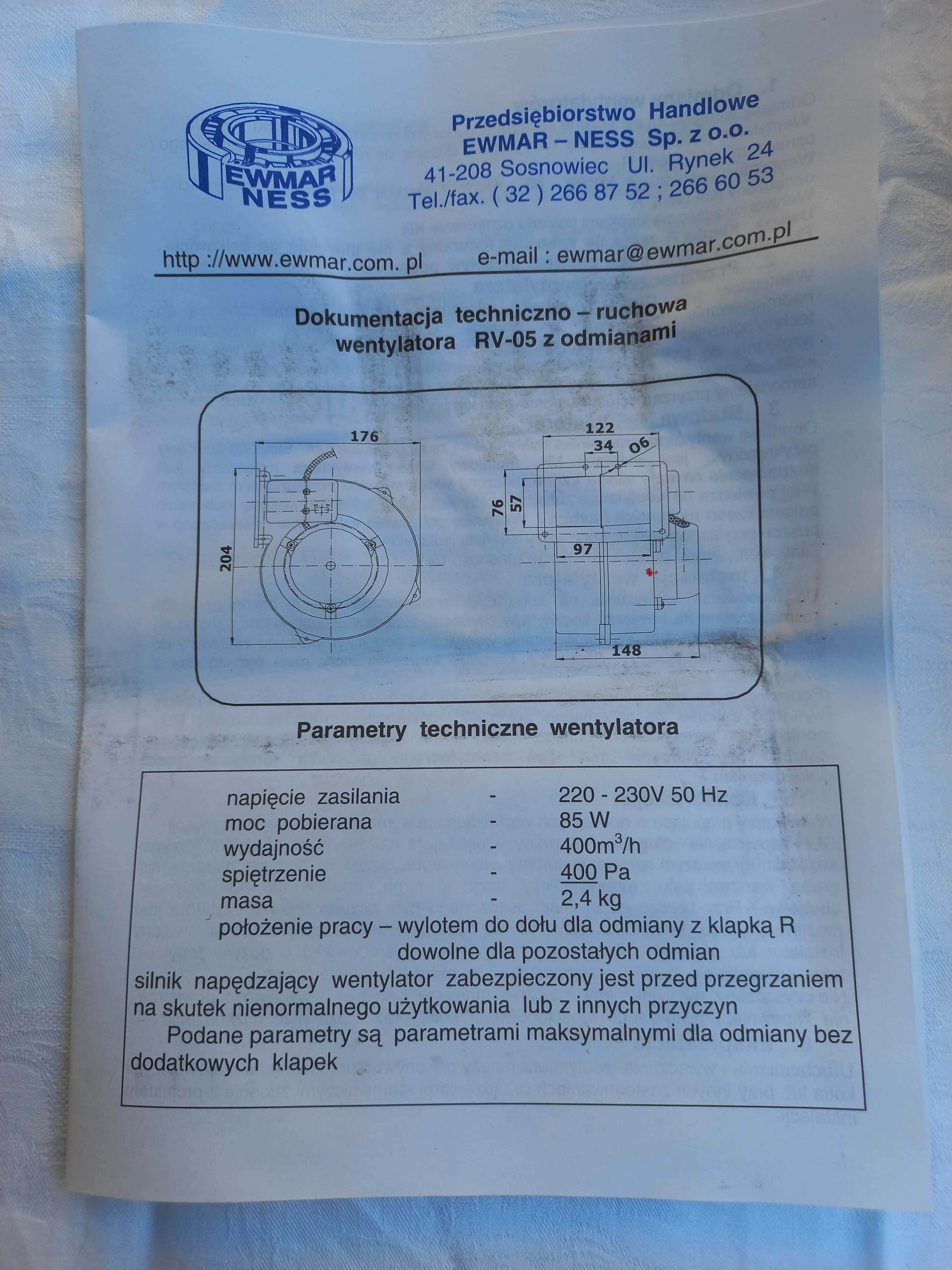 Wentylator nadmuchowy RV 05