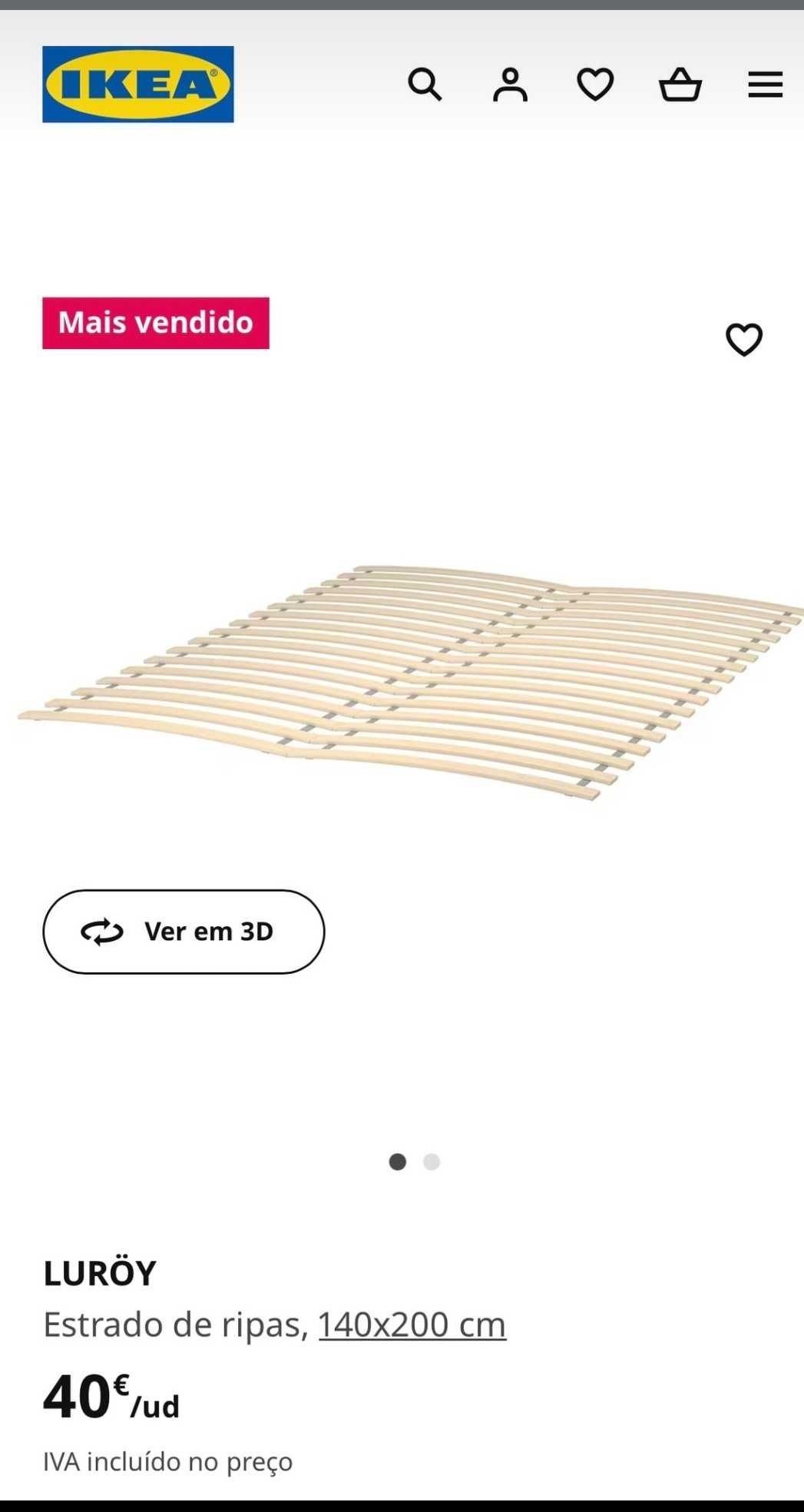 Colchão e Estrado de 1,40 x 2M Ikea + grátis a cama