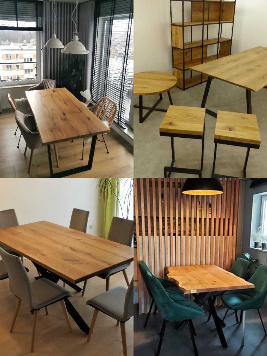 Stół stolik kawowy z plastra komplet lite drewno dąb PRODUCENT