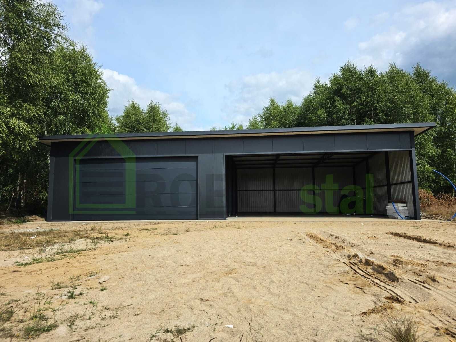 garaż ocieplany z płyty warstwowej 8x6,5 + wiata MONTAŻ CAŁY KRAJ