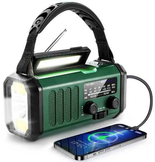 RADIO awaryjne 10000mAh SOLARNE AM FM SOS Z ładowarką USB kompas