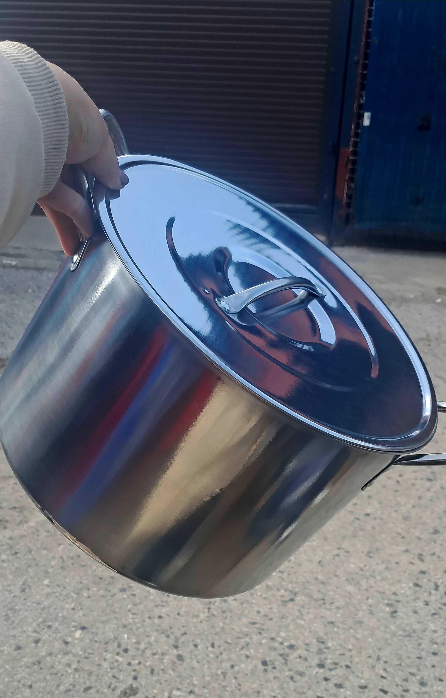 GARNEK stalowy z pokrywką duży pojemność 12,5 litra średnica 28cm w21