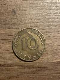 Numizmatyka moneta 10 Pfennig UNIKAT Niemcy 1950r