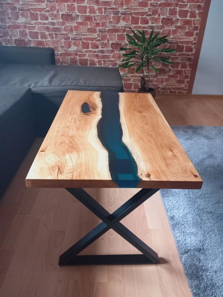 Stolik kawowy stół z litego drewna dębu żywica