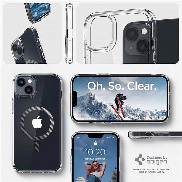 Etui Spigen Ultra Hybrid Mag z MagSafe na iPhone 14 Plus - przezroczys