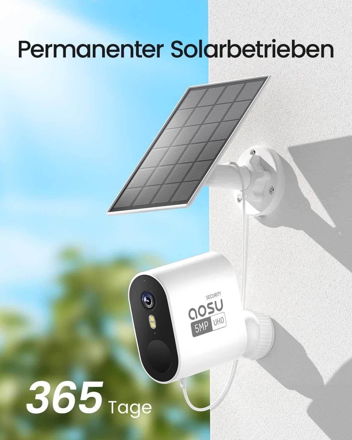 Kamera Solarna AOSU  5 MP  monitoring, zewnętrzna WLAN  czujnik PIR