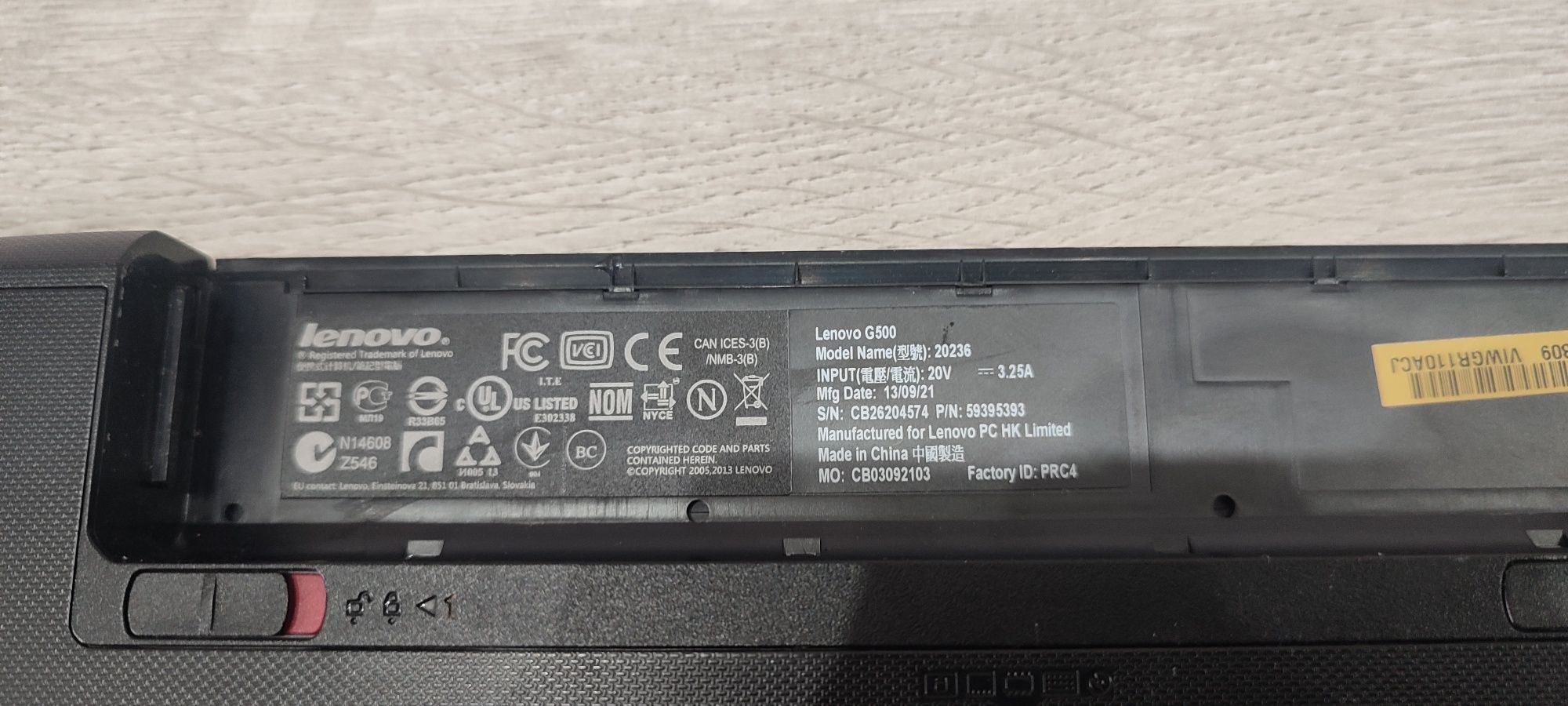 Lenovo G500 Model Name 20236