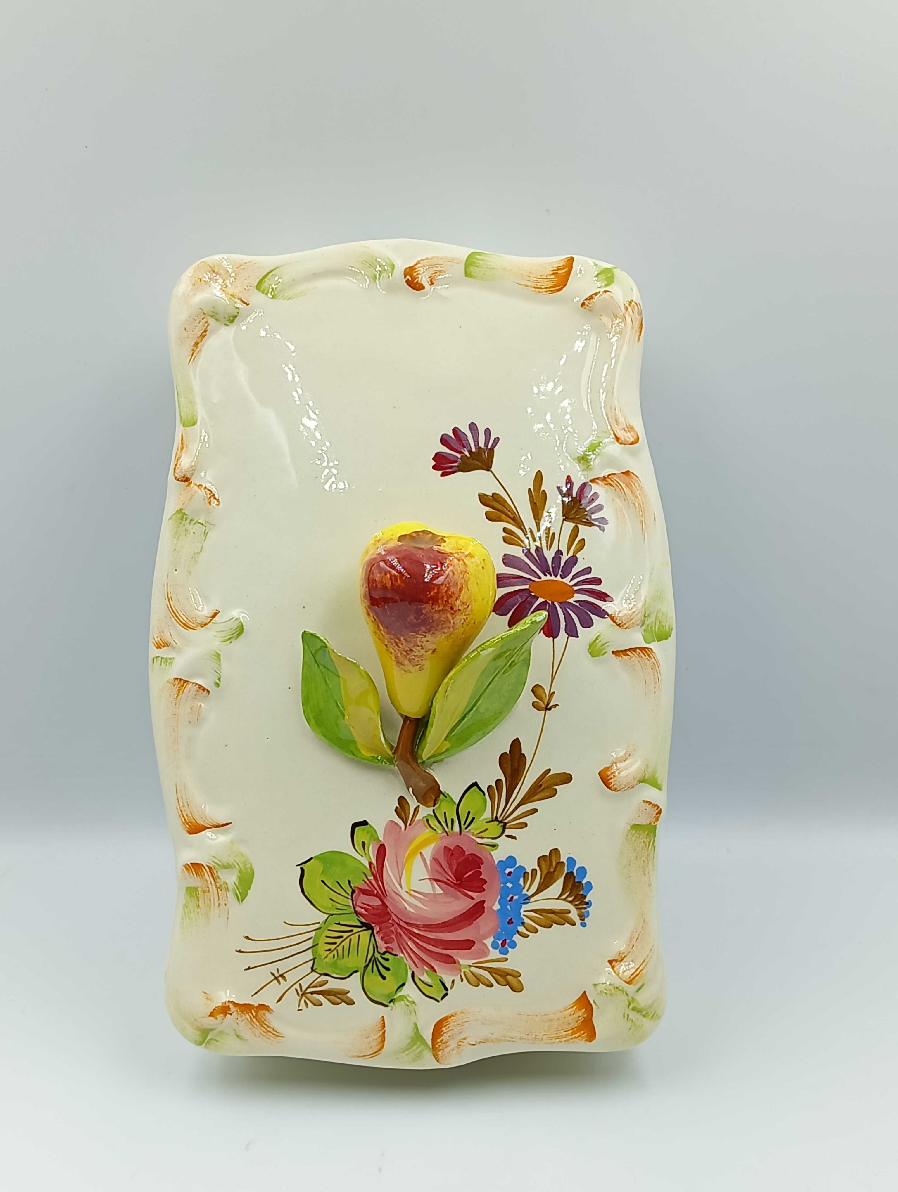 Ceramiczna szkatuła z gruszką ZSZ FS Nove Italy Handmade ok 1930 Antyk
