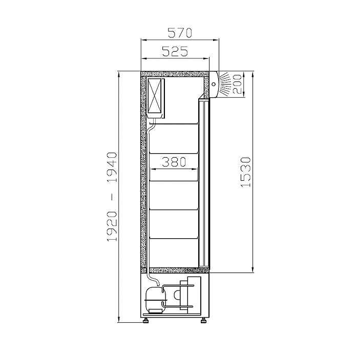 Szafa witryna chłodnicza dł. 1,2 m poj. 800 l 1300x570x1940mm