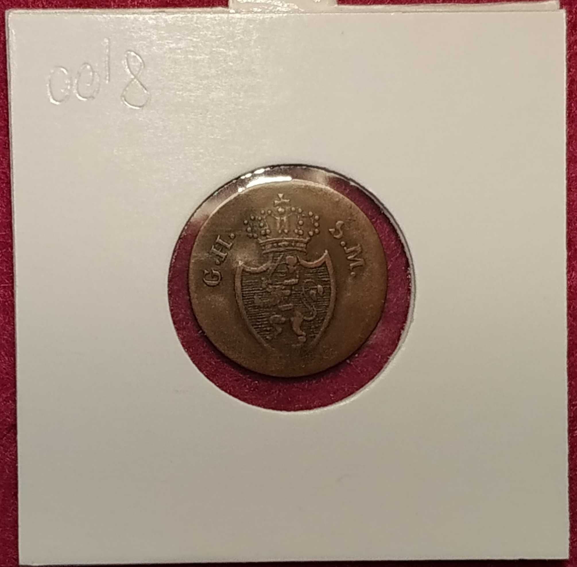Hesse-Darmstadt moeda de 1 pfennig de 1819 GHSM