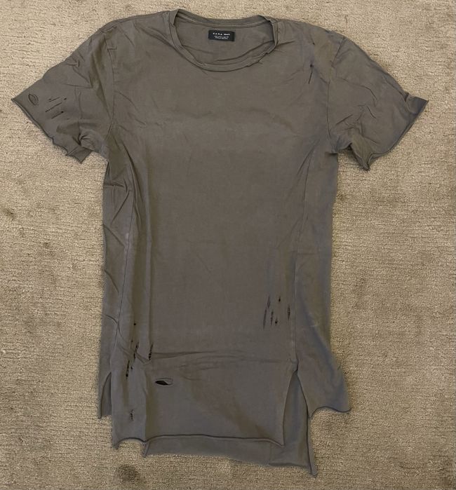 Koszulka z dziurami ZARA S khaki