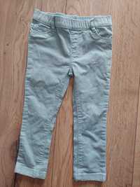 Miętowe spodnie z brokatem h&m 18-24m 92 cm