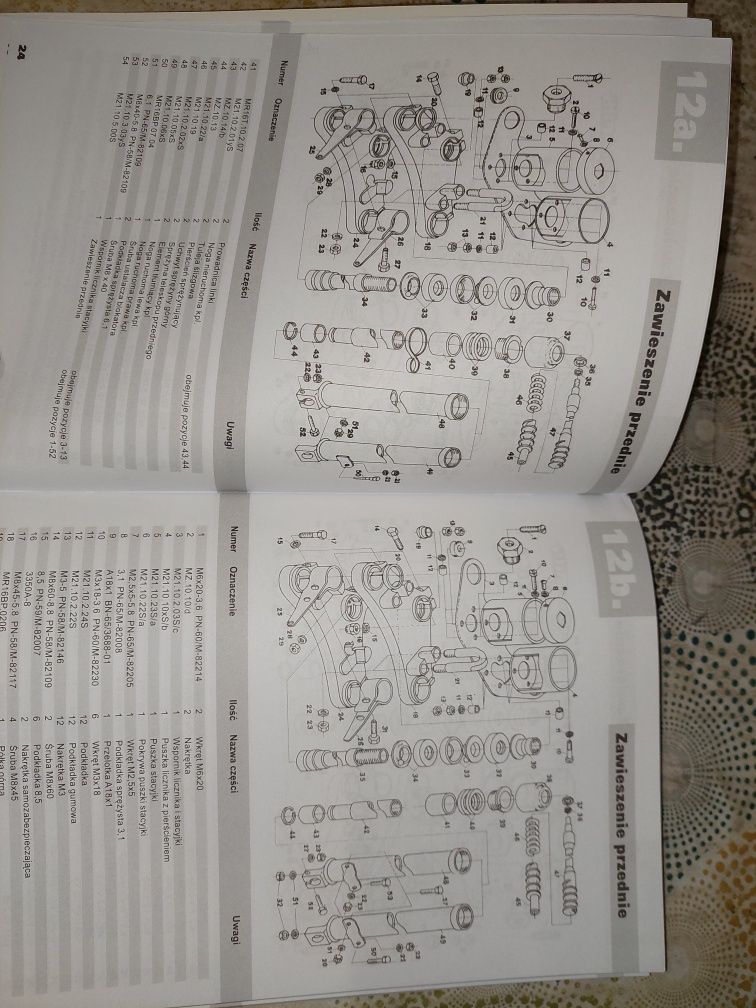 Instrukcja obsługi katalog części wsk 125  silnik,rama