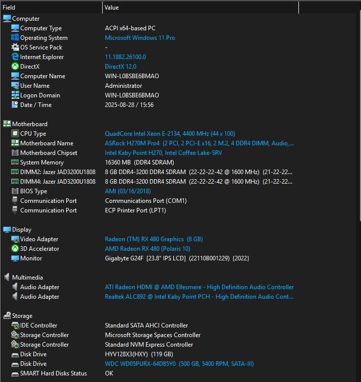 Бюджетний Ігровий ПК- i7-7700K/H270/RX480/DDR4-16GB/SSD 128+HDD500GB