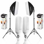 2x Lampy Studyjne Softbox Oświetlenie Lampa do Zdjęć 40x40 cm 85A