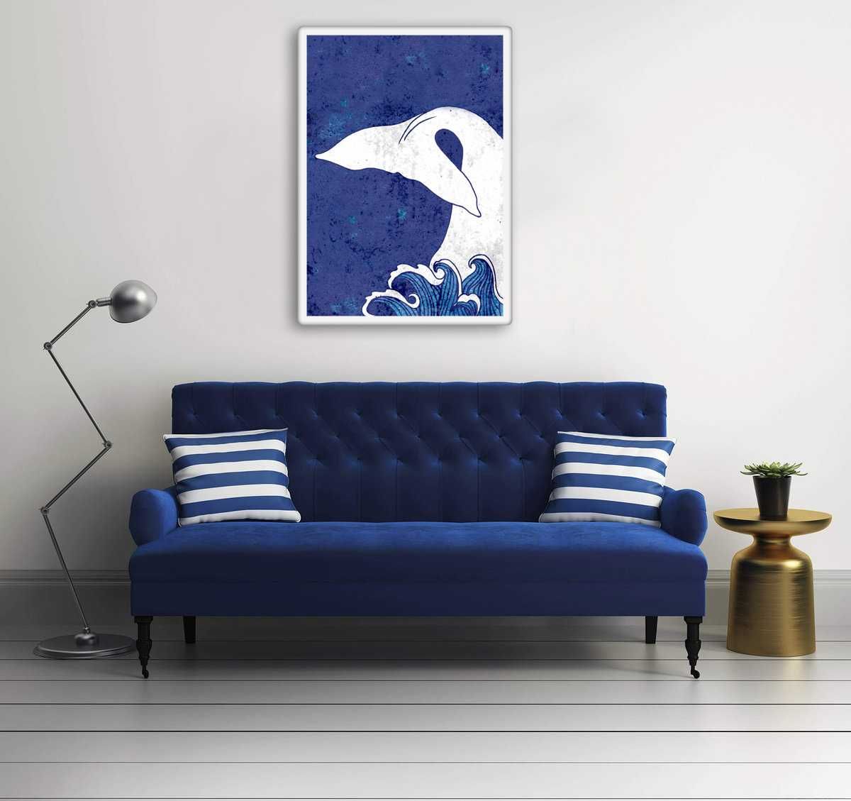 Moby Dick piękny plakat indygo 50x70