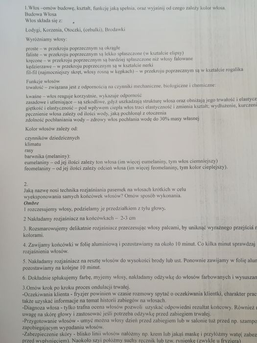 Egzamin mistrzowski fryzjer pytania odpowiedzi