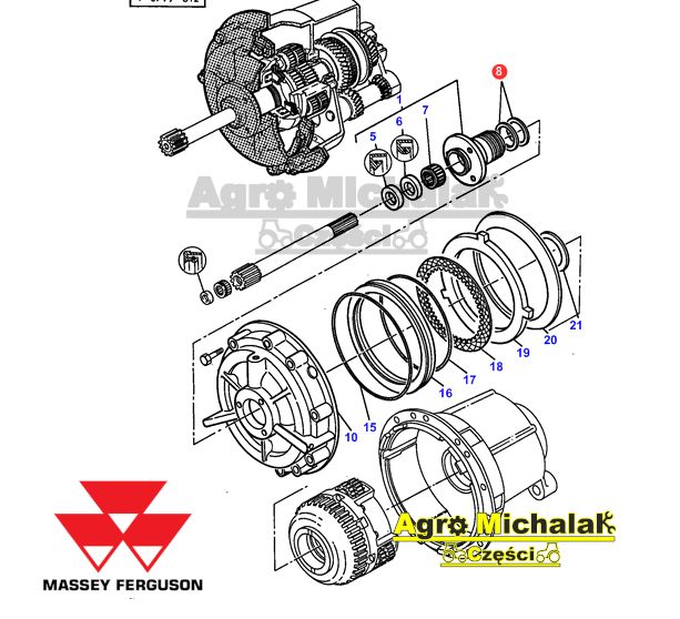Pierścień teflonowy speed-shift Massey Ferguson
