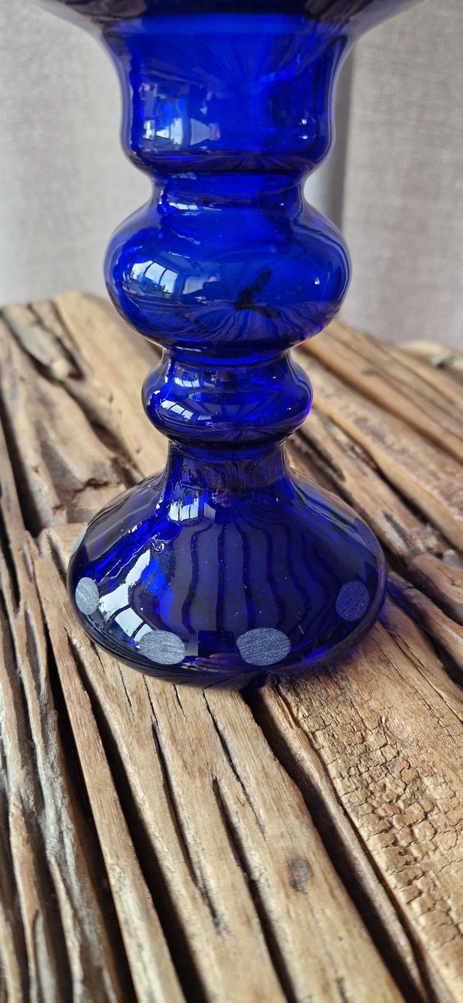Wazony kielichy szkło kobaltowe duże, porcelana