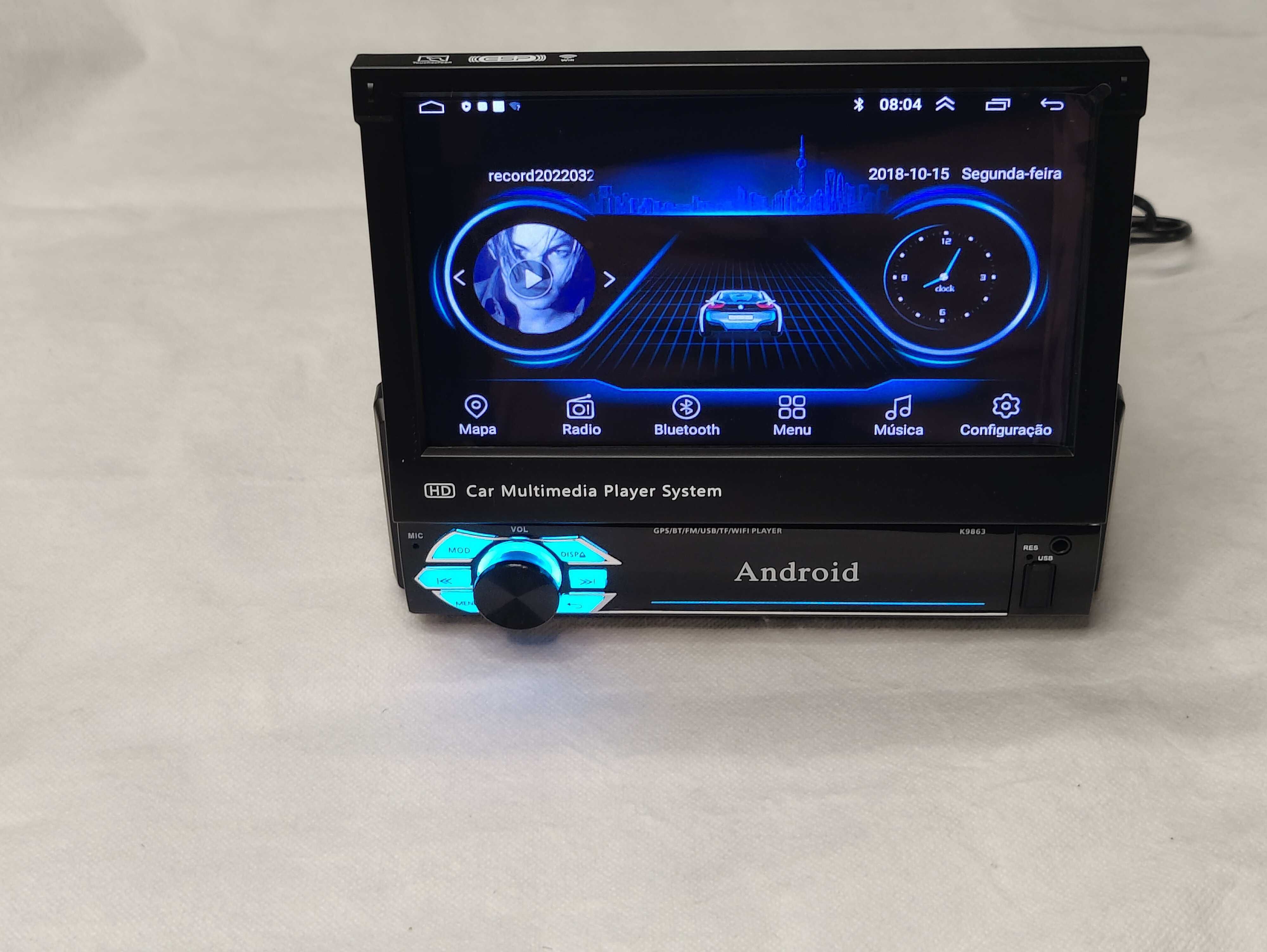 Radio 1 DIN Android 11 Abertura automática - GPS WIFI Bluetooth NOVO