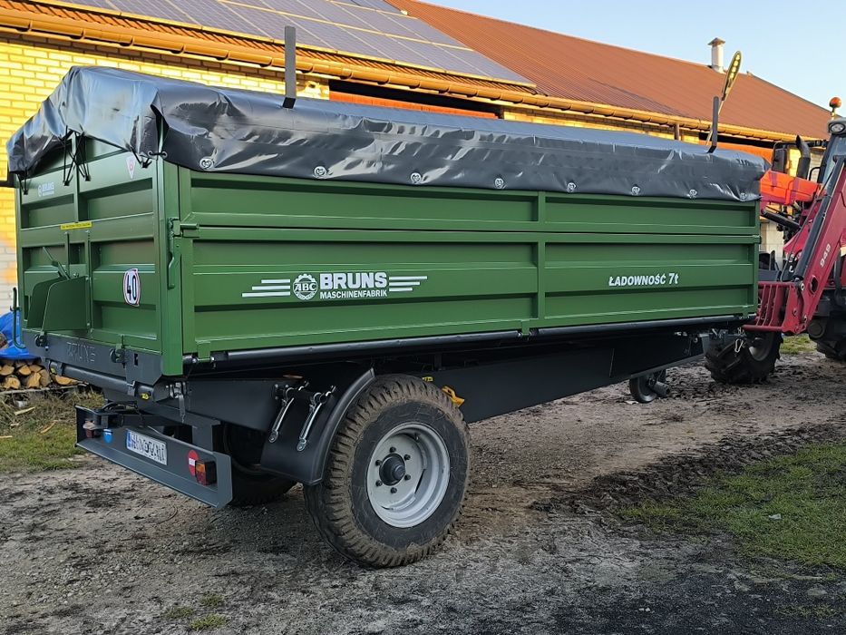 Przyczepa 1-osiowa niemiecka BRUNS wywr.3str Nowa po odbudowie