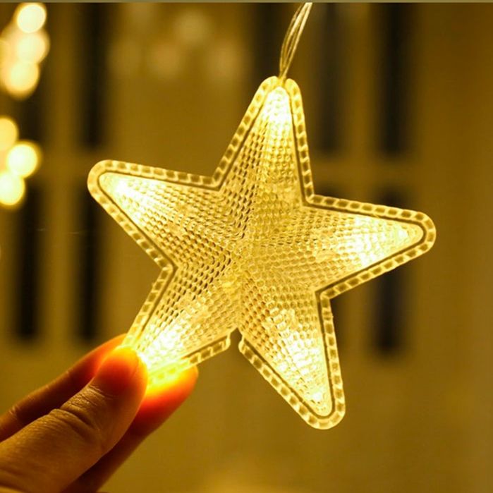 Гірлянда-штора "Зірки абстрактні" теплий-білий