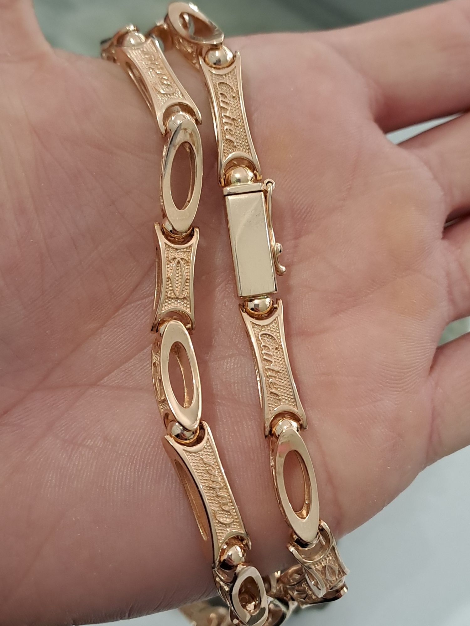 Złoty łańcuszek splot Cartier 585 Nowy Czerwone złoto 60 cm