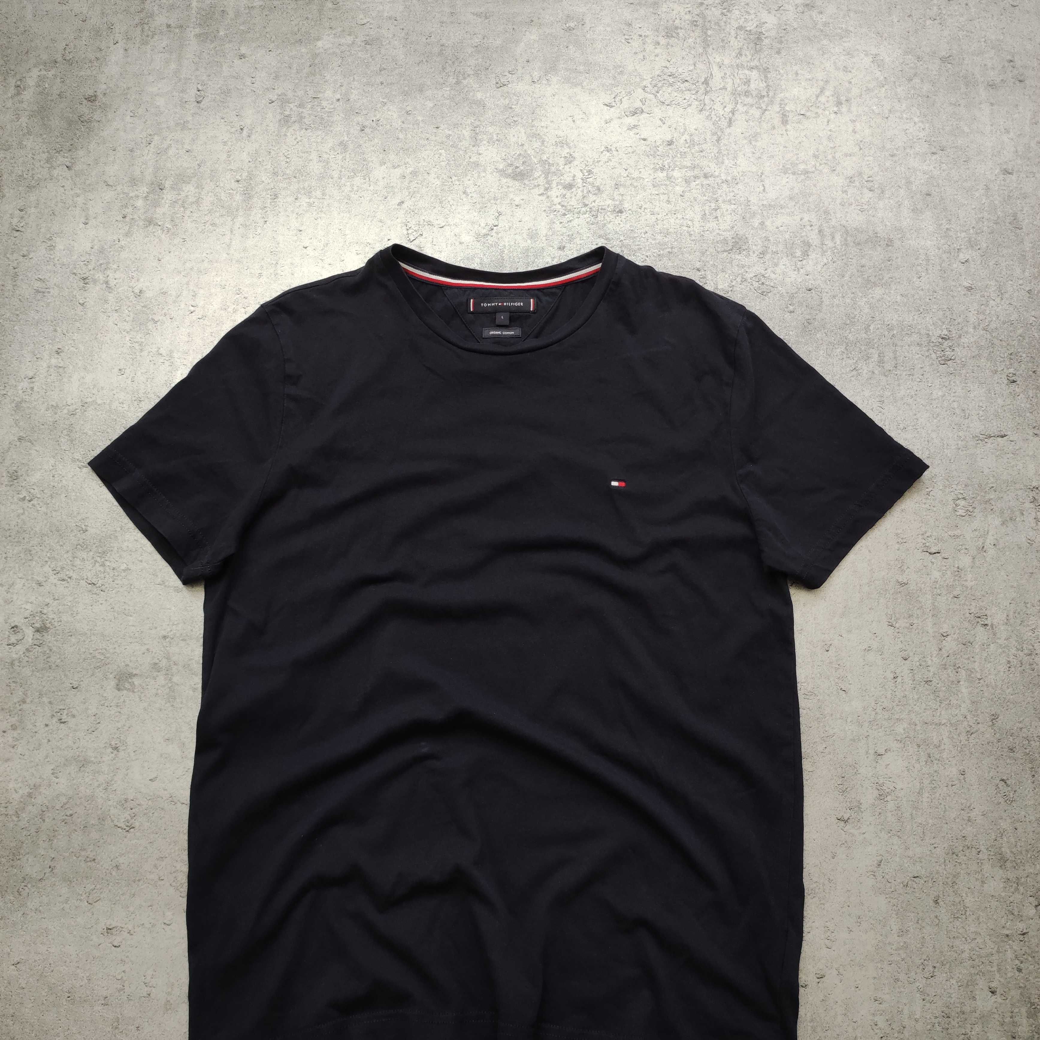 MĘSKA Koszulka Bawełna PREMIUM Granatowa Logo Plecy Tommy Hilfiger