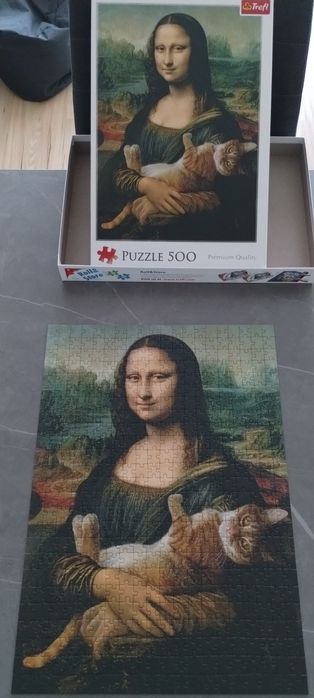 Puzzle Mona Lisa z kotem 500