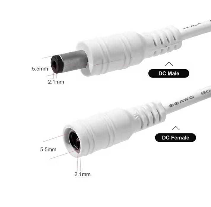 Przedłużacz kabla zasilającego DC 12v