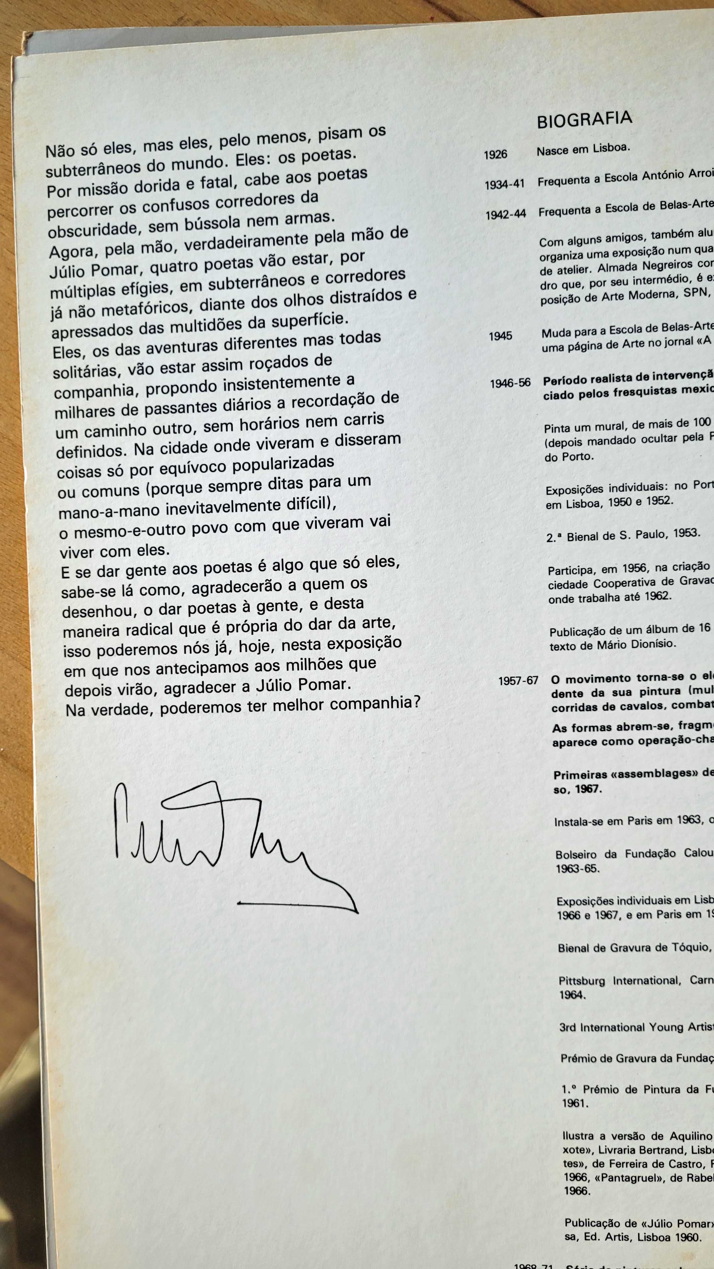 Pomar 1 Ano de Desenho 4 Poetas Metro de Lisboa.F. C. Gulbenkian 1984