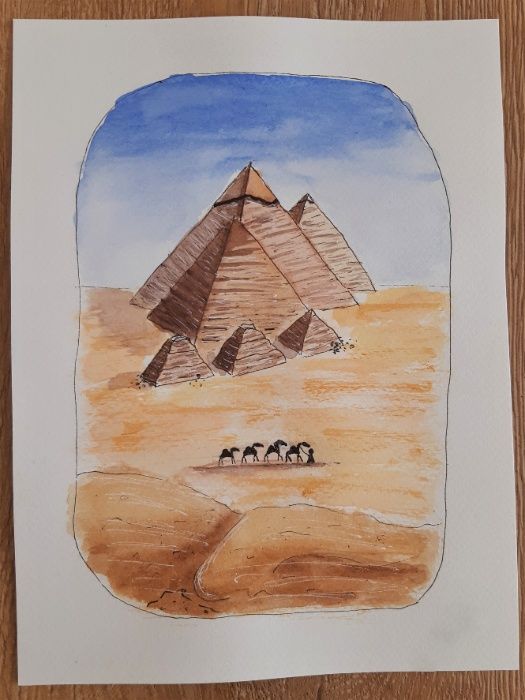 Рисунок акварелью "Египет", Подарок на День Рождения, Сувенир