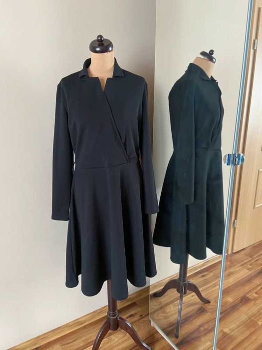 44 42 mohito czarna sukienka basic rozkloszowana +size